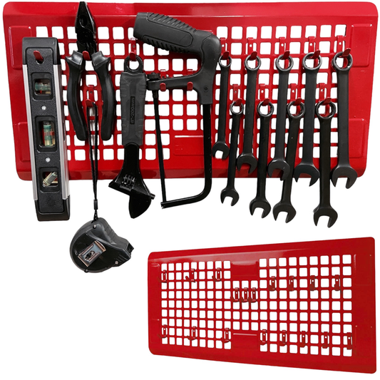 DURATOOL Magnetic Tool Holder for Side of Tool Chest, Garage Storage Tool Box Organizer Wall Mount, Cart Rack Includes 18 Hooks for Toolbox Organization for Hanging Tools and Accessories