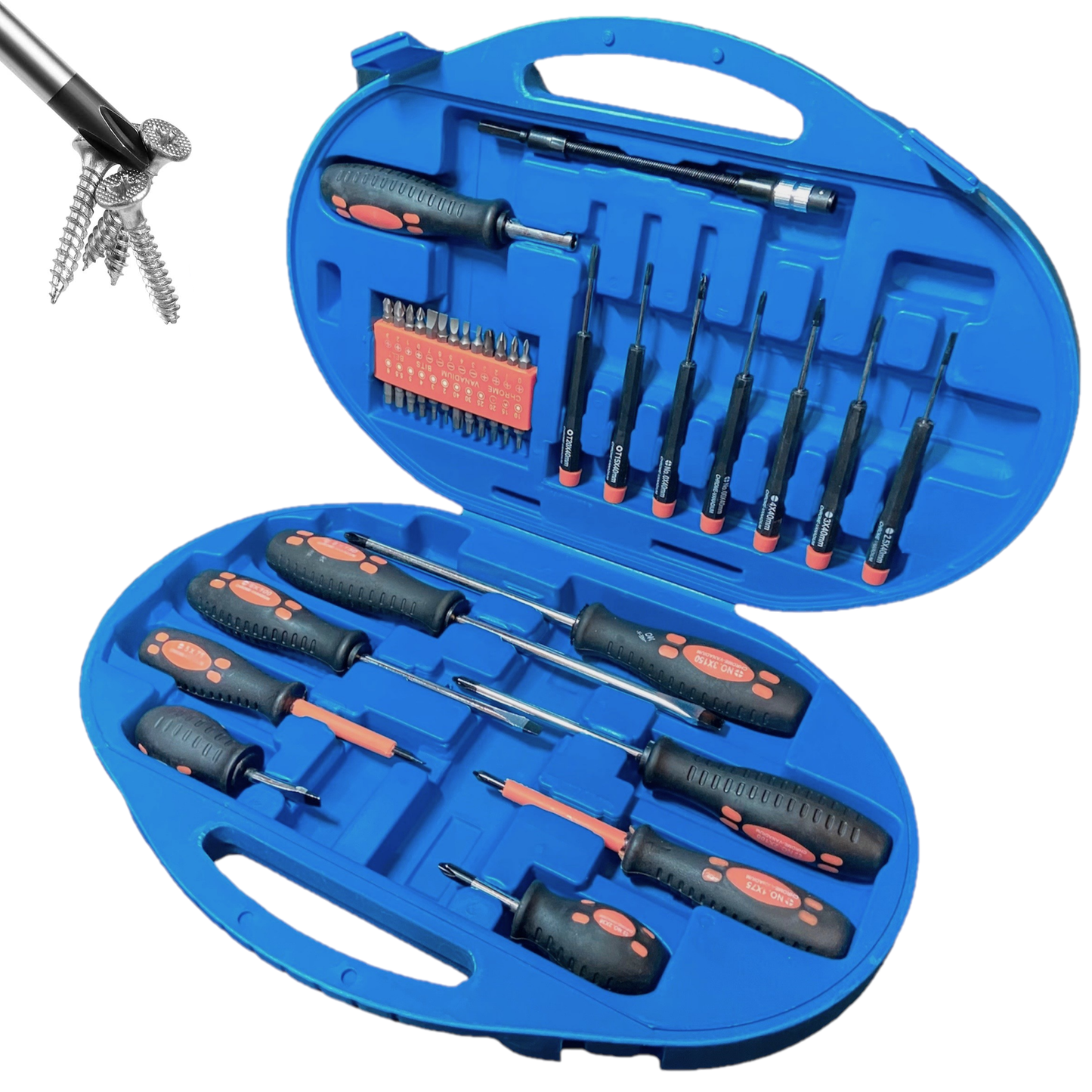 DURATOOL 42-Piece Magnetic Screwdriver Set with Case, Screw Drivers Set Tools for Men