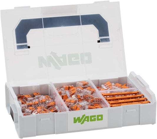 Wago 221 Series Kit Mini L-BOXX Compact Splicing Lever Nut Wire Connector Set in Case, Includes(100) 221-412, (100) 221-413, (25) 221-415, (4) 221-500