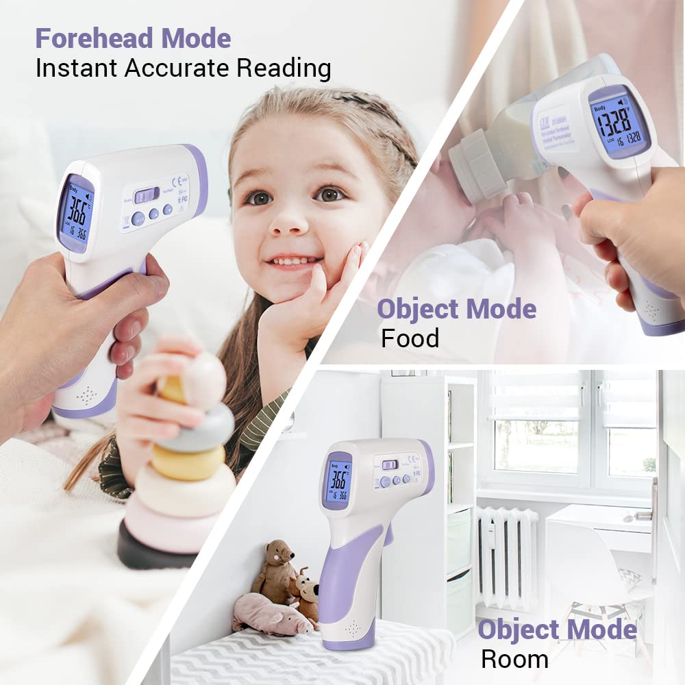 Infrared Forehead Thermometer, Non-Contact Forehead Thermometer for Adults,  Kids, Baby, Accurate Instant Readings No Touch Infrared Thermometer with 3
