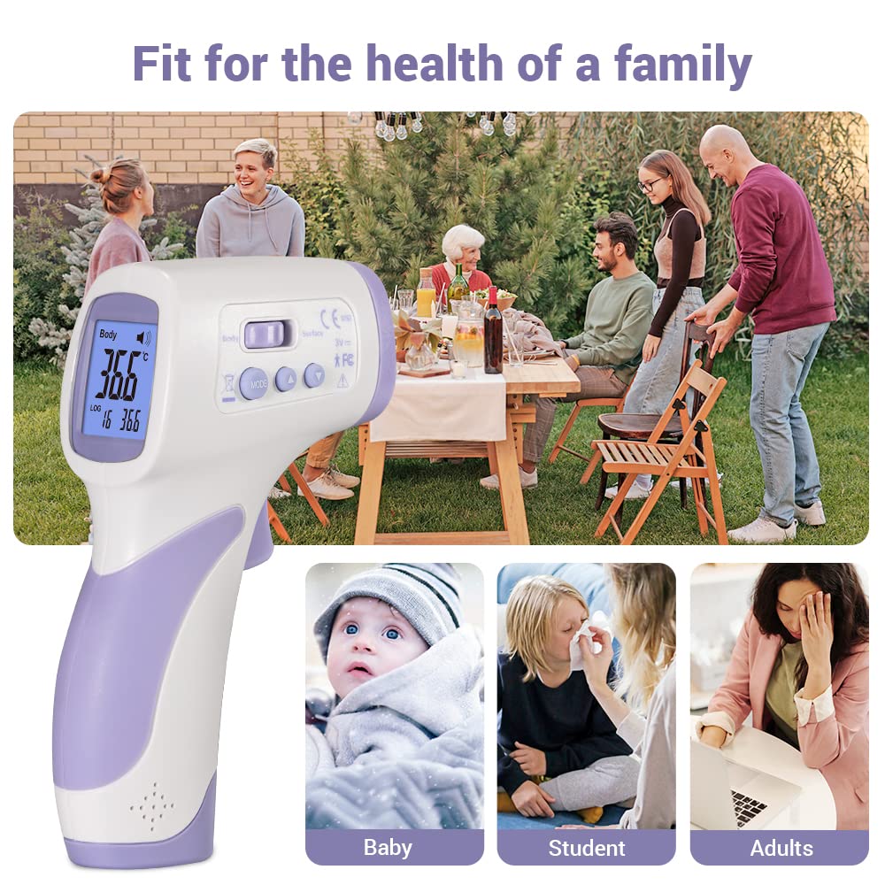 DT-8806H, Thermometer for Forehead, No-Touch Forehead Thermometer for Adults and Kids, FDA CE, Large LED Display and Gentle Vibration Alert