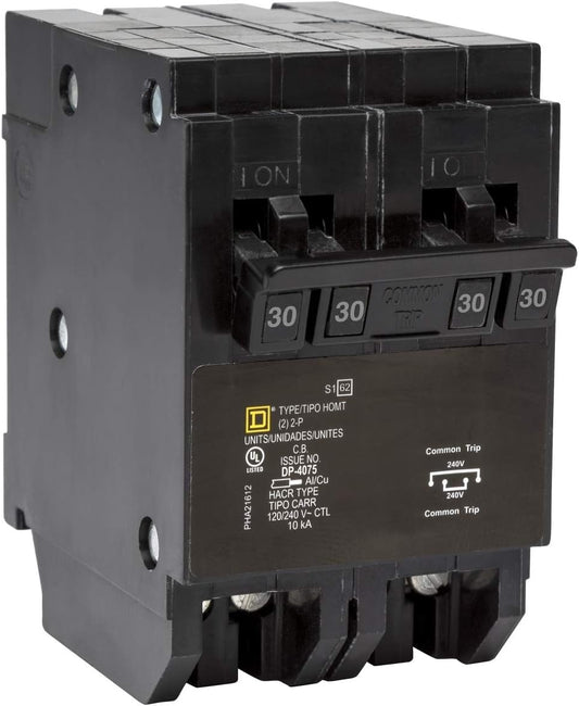 Square D HOMT230230 Tandem Quad Circuit Breaker, Black