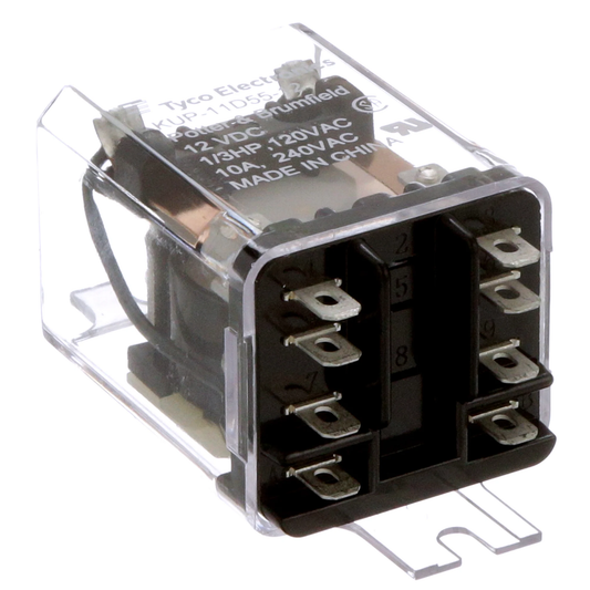 TE Connectivity KUP-11D55-12 Power Relay, E-Mech, DPDT, 10A, 12 VDC, Vol-Rtg 240/28AC/DC, 9 Pin, KUP Series