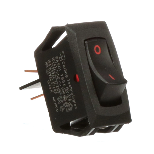 Carling Technologies RA901-VB-B-9-V Rocker Switch, SPST, Off-None-On, Red, Non-Illum, I/O Mold, 16A, QC, R Series