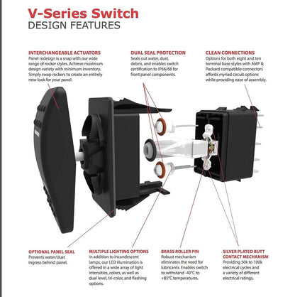 Carling Technologies VLD1S00B-AZC00-000 (2-Pack) Rocker Switches DP (ON) Off(ON) 20A 12V Sealed Non-il