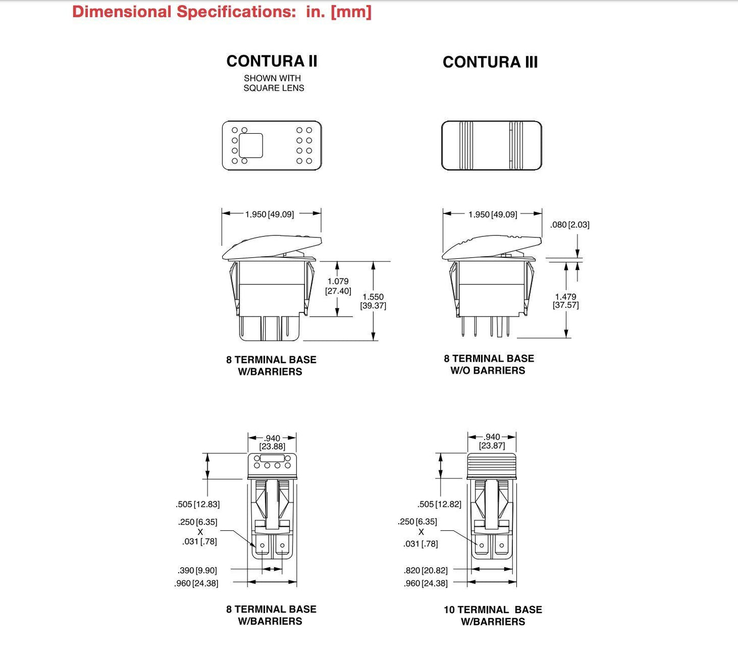 Carling Technologies VLD1S00B-AZC00-000 (2-Pack) Rocker Switches DP (ON) Off(ON) 20A 12V Sealed Non-il