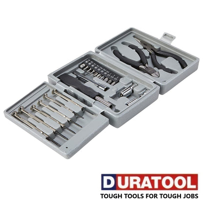 DURATOOL 25-Piece Mini Tool Kit Set for Home, Office, Dorm, and Basic Repairs - Portable Small Tool Kit with Case for Travel